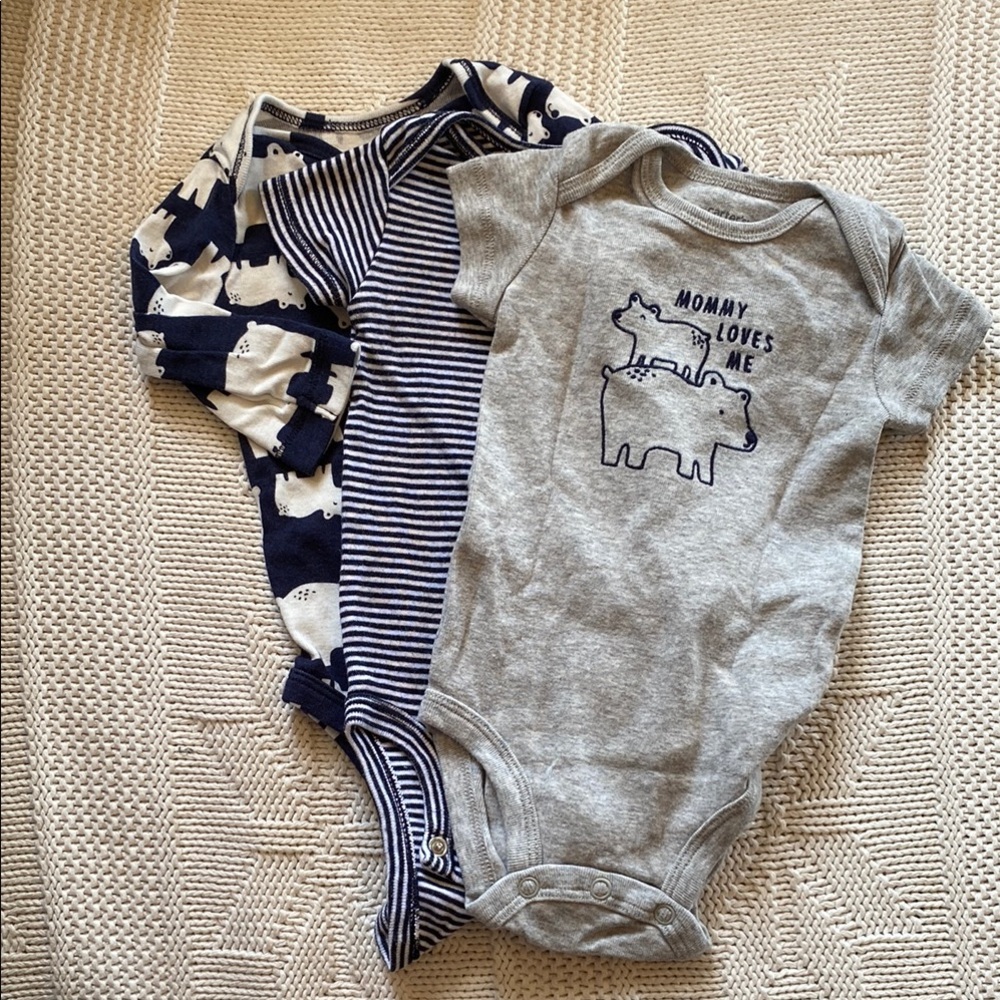 Carter's Baby Bodysuits - Gray and Navy